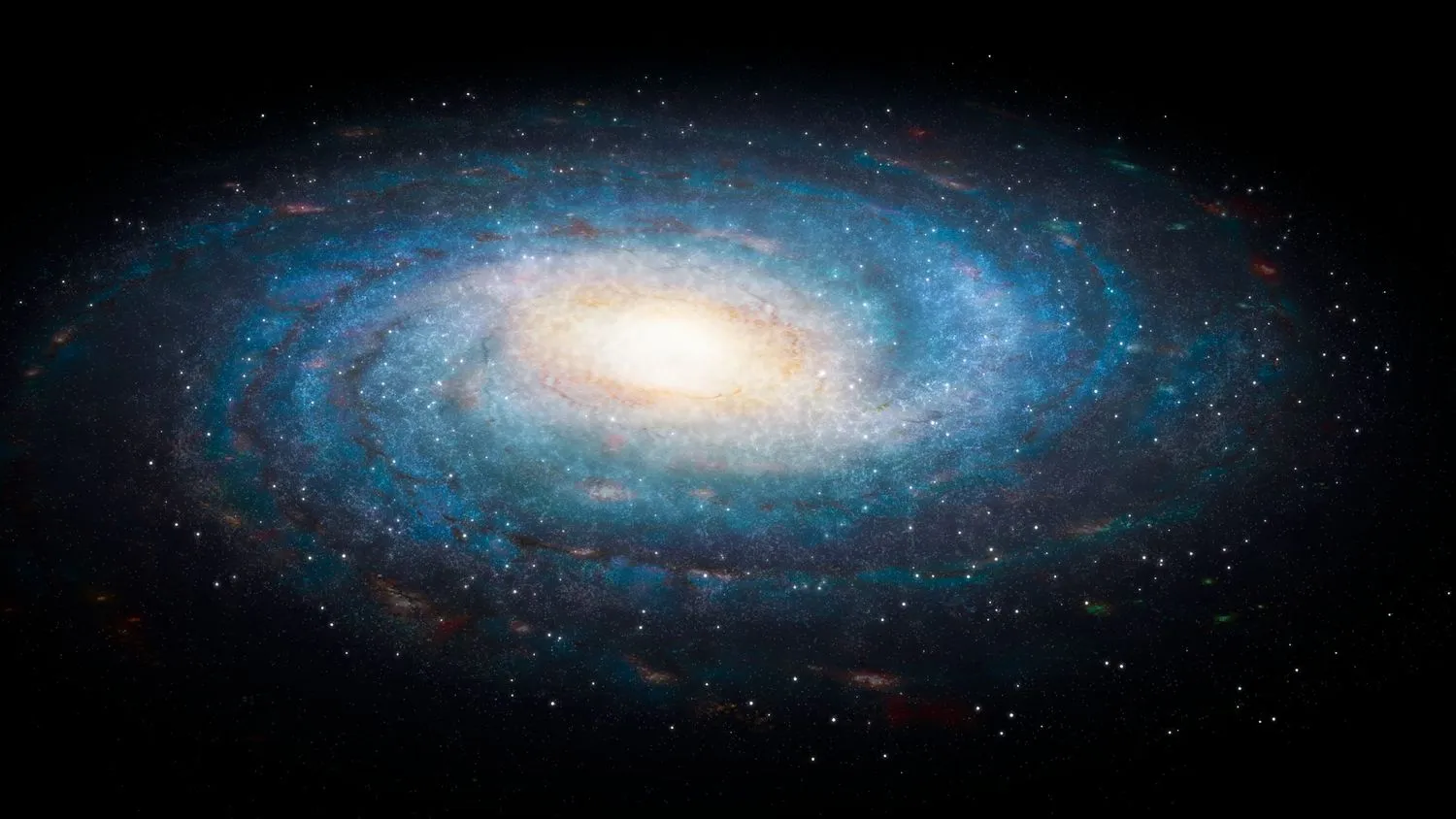 eine weiße Spirale aus Sternen und Gas im Weltraum
