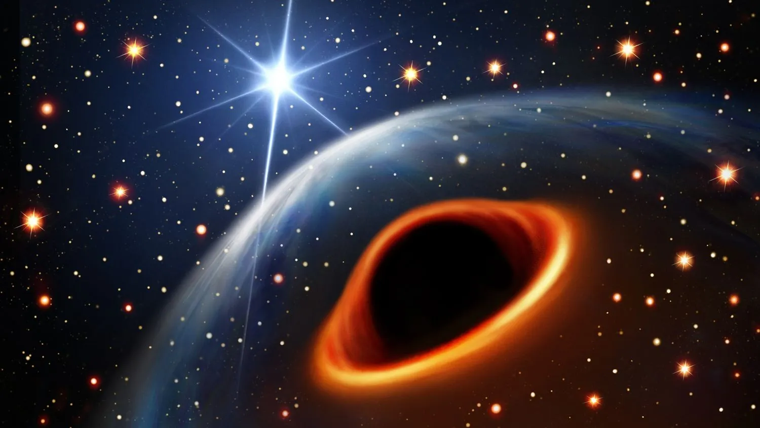 Eine Illustration des Systems unter der Annahme, dass das Objekt darin ein schwarzes Loch ist
