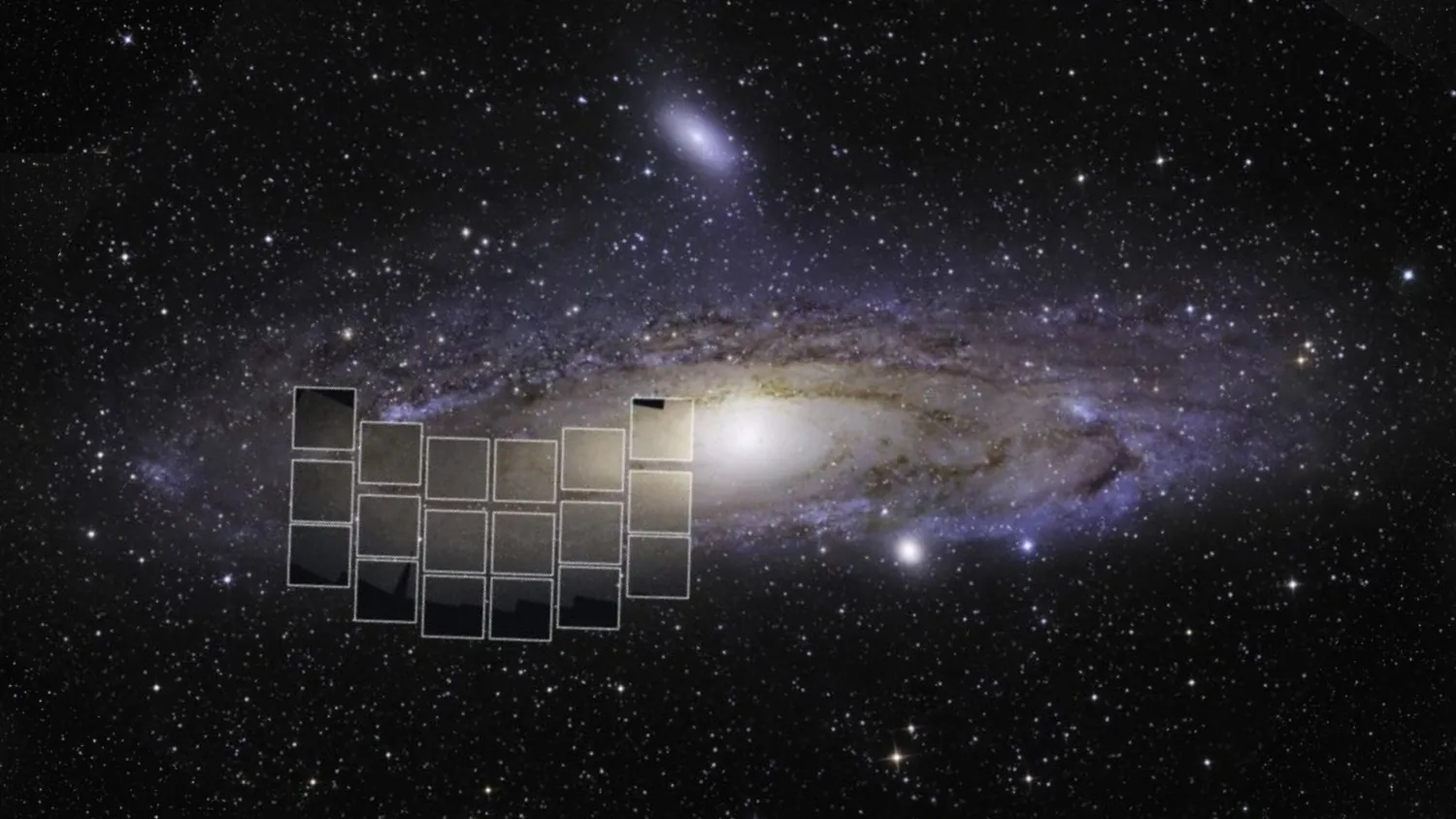 Eine simulierte Ansicht der Andromeda-Galaxie, in der Roman zwischen den Sternen auf die Suche nach dunkler Materie gehen wird