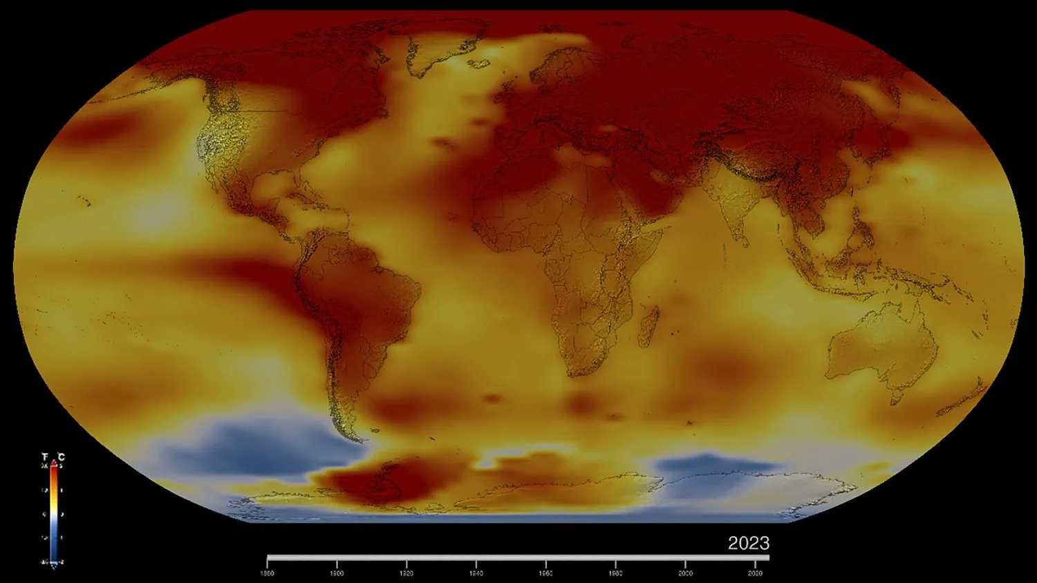 eine Weltkarte mit hohen Temperaturen weltweit