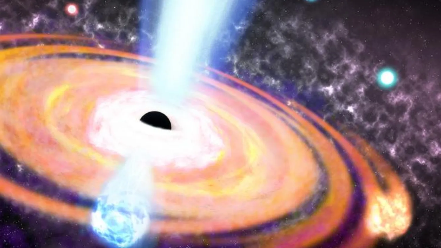 Eine Illustration zeigt die Magnetfelder eines frühen supermassiven schwarzen Lochs, das die Sternentstehung antreibt.