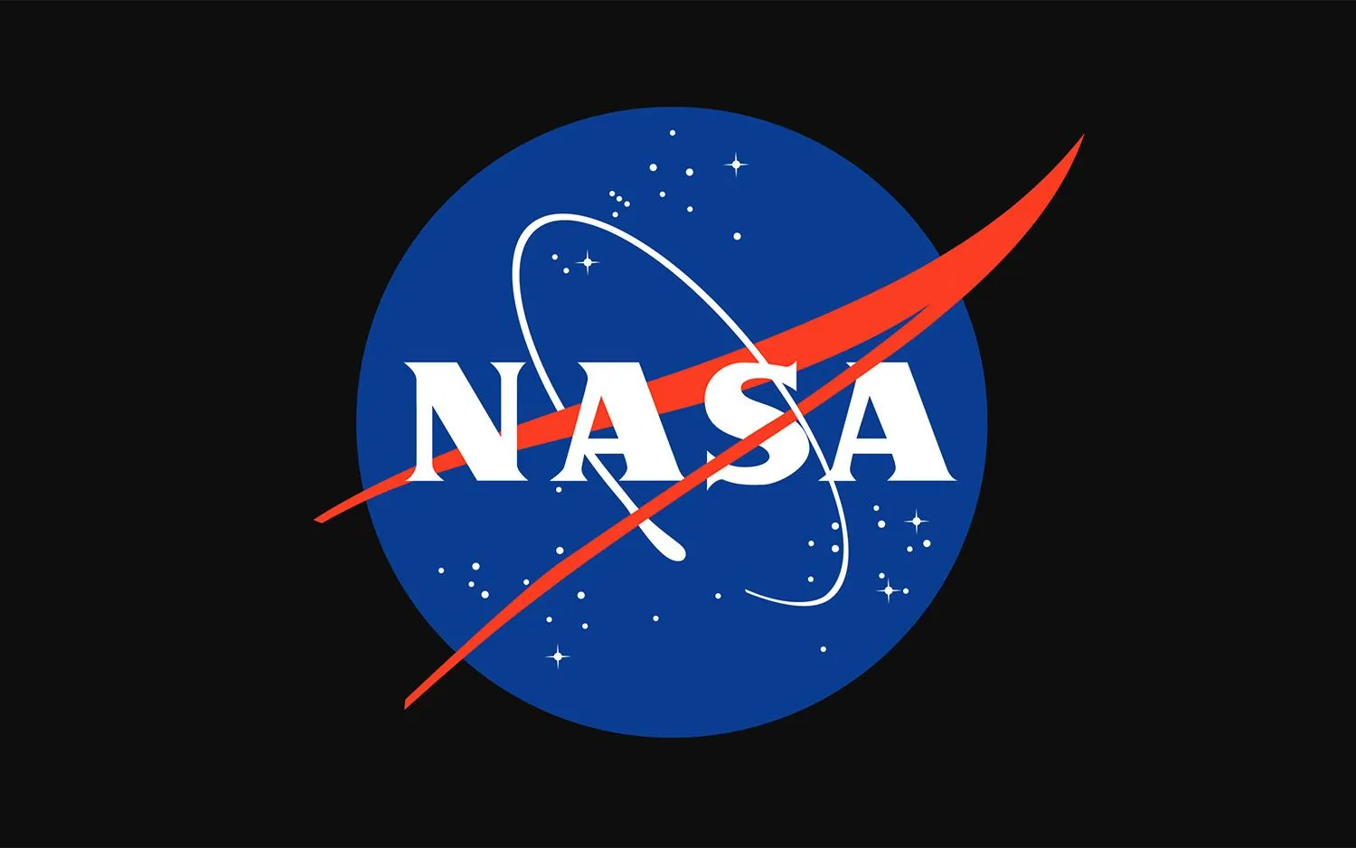 nasa's meatball logo - ein blauer, mit Sternen übersäter Kreis mit 