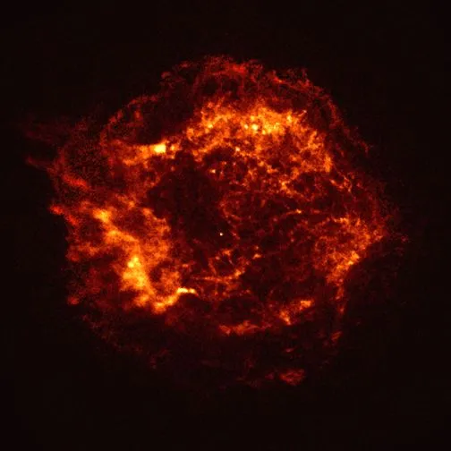 Das erste Bild des Chandra-Observatoriums, der Supernova-Überrest Cassiopeia A, aufgenommen im Jahr 1999.